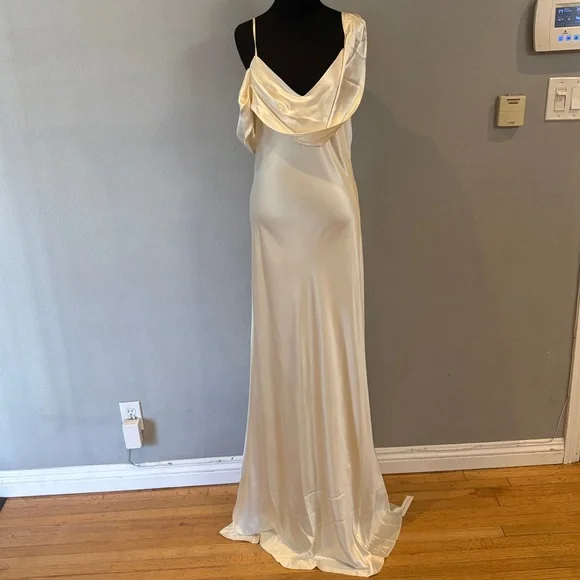 Reformation Ronda Silk Cowl Neck Wedding Maxi Dress Ivory White Size 10 NWT - Picture 8 of 17